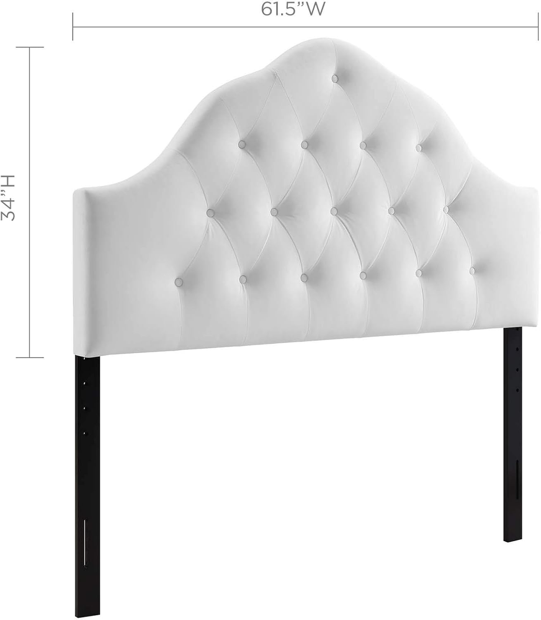 Sovereign Queen Velvet Headboard with Diamond Tufting in White
