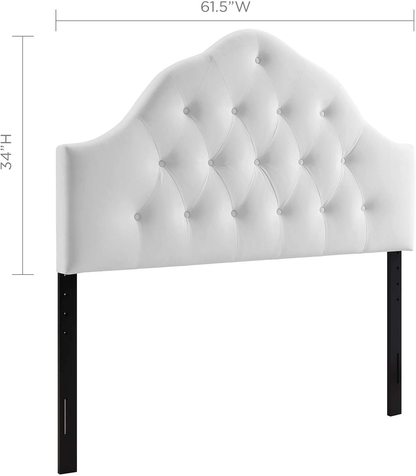Sovereign Queen Velvet Headboard with Diamond Tufting in White