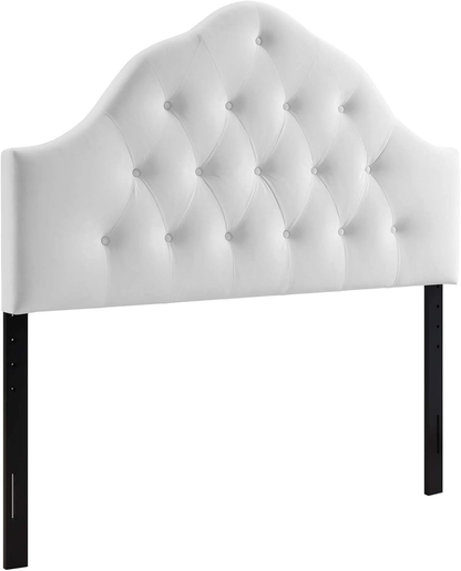 Sovereign Queen Velvet Headboard with Diamond Tufting in White