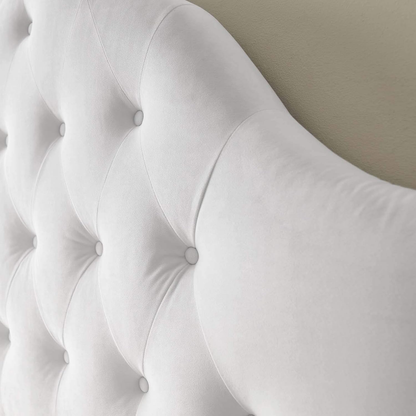Sovereign Queen Velvet Headboard with Diamond Tufting in White