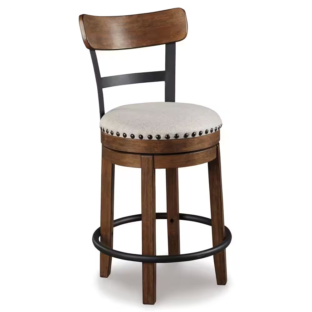 Valebeck 24.5 In. Brown Wood Standard Back Counter Height Bar Stool