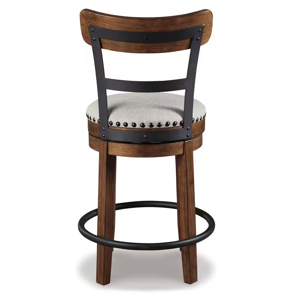 Valebeck 24.5 In. Brown Wood Standard Back Counter Height Bar Stool