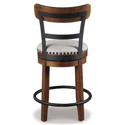 Valebeck 24.5 In. Brown Wood Standard Back Counter Height Bar Stool