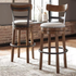 Valebeck 30.5 In. Brown High Back Wood Bar Height Stool with Polyester Upholster