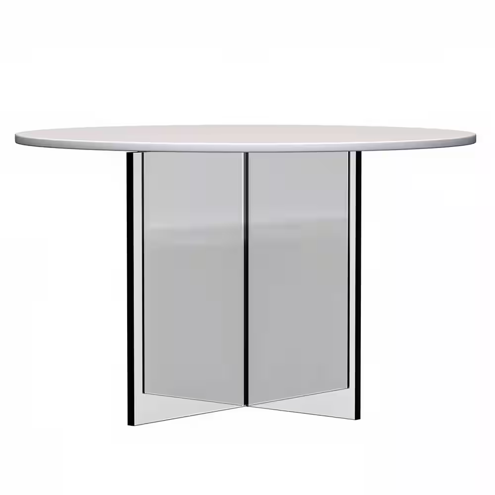 Valore 28 In. White round MDF Coffee Table with Acrylic Cross Legs