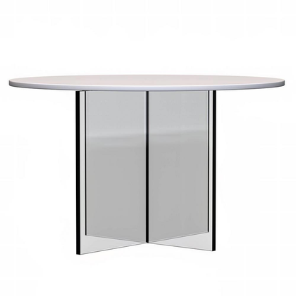 Valore 28 In. White round MDF Coffee Table with Acrylic Cross Legs
