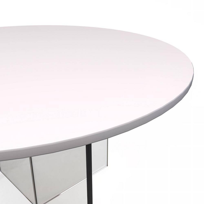 Valore 28 In. White round MDF Coffee Table with Acrylic Cross Legs