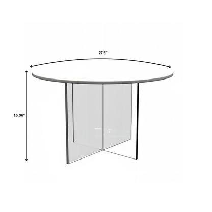 Valore 28 In. White round MDF Coffee Table with Acrylic Cross Legs