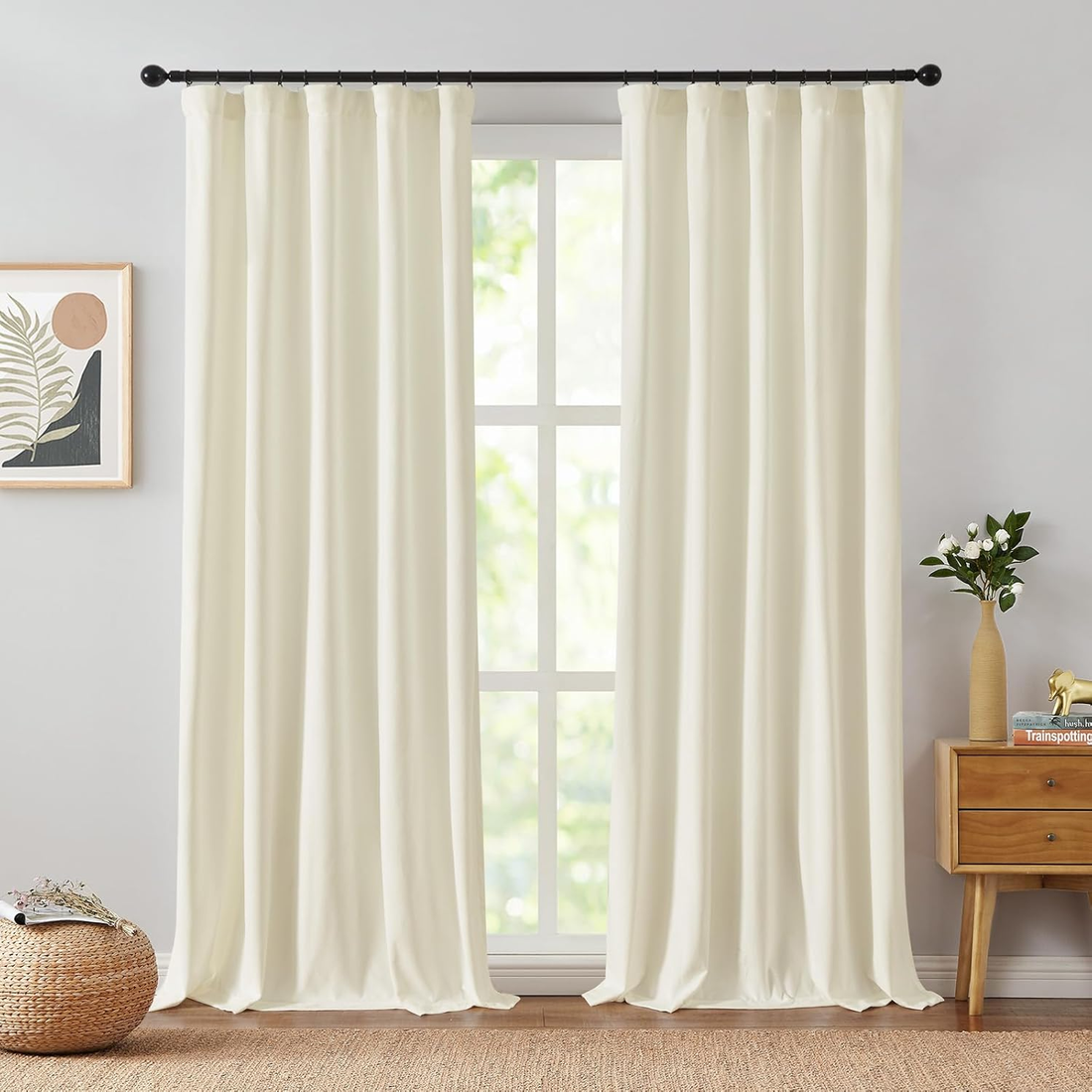 Velvet Light Filtering Curtains for Living Room, Luxury Fashion Curtains 96 Inch
