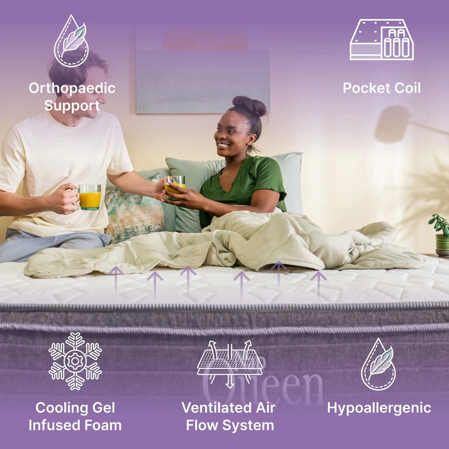 Victoria 10&quot; Queen, Gel Infused Memory Foam and Pocket Spring Hybrid Mattress in