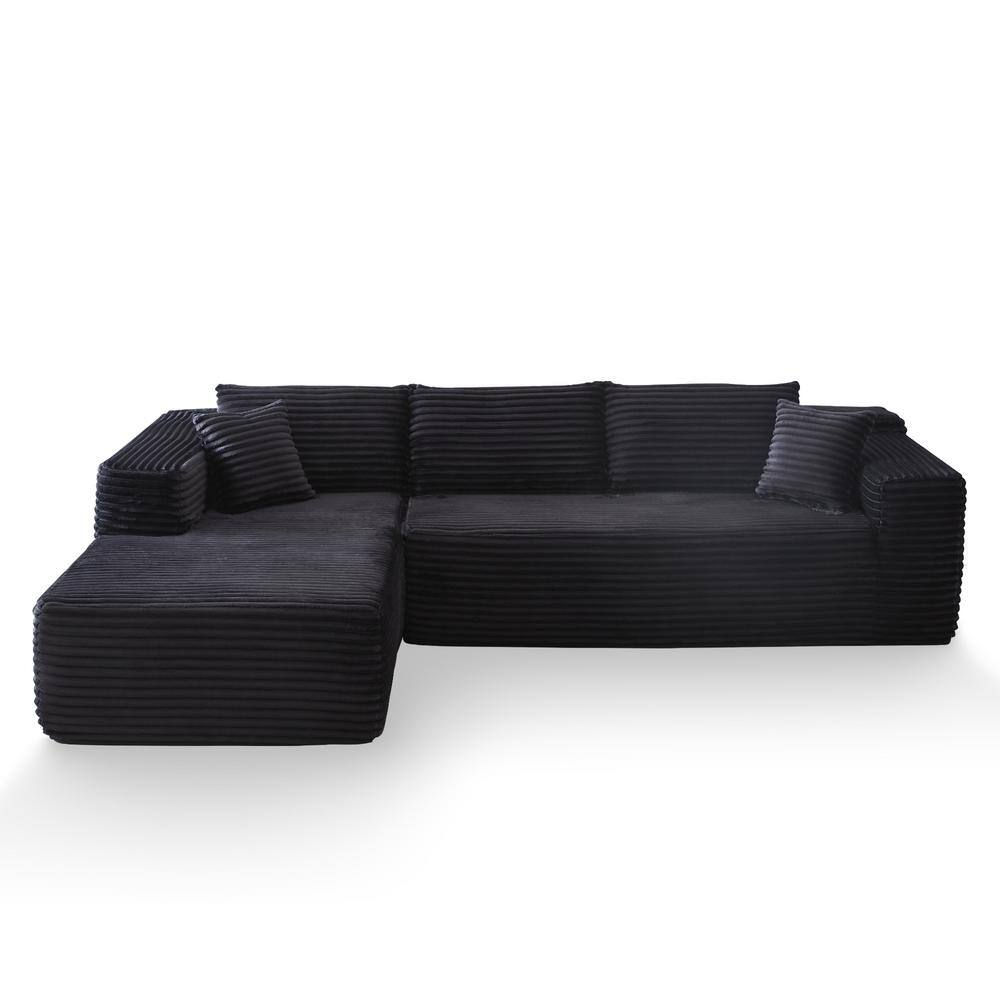 VIVI 104 In. Wide Arm 2-Piece Morden Corduroy Fabric L-Shape Modular Sectional S