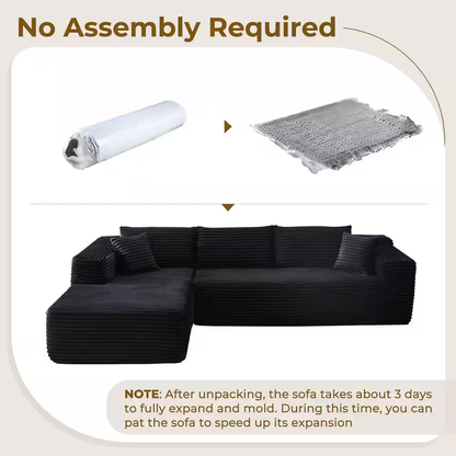 VIVI 104 In. Wide Arm 2-Piece Morden Corduroy Fabric L-Shape Modular Sectional S