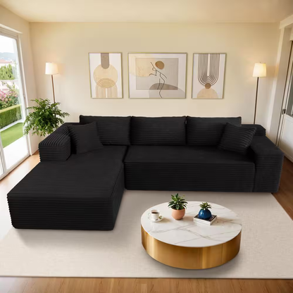 VIVI 104 In. Wide Arm 2-Piece Morden Corduroy Fabric L-Shape Modular Sectional S