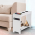White End Table with Charging Station, USB Ports & Outlets, Narrow Side Table, C
