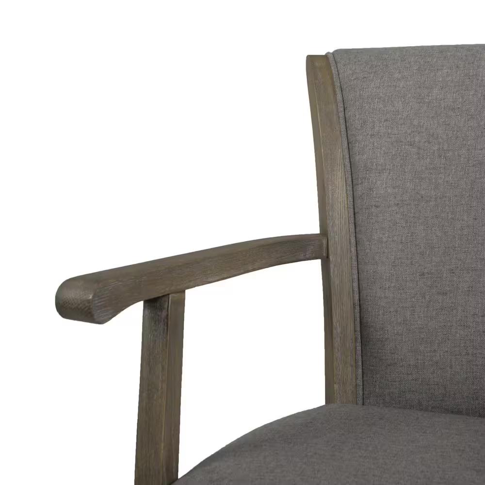 Williams 31 In. Grey Linen Modern Rustic High Back Swivel Bar Stool with Armrest