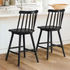 Windsor 24 In. Black Swivel Counter Stools Solid Wood Counter Height Bar Stools 