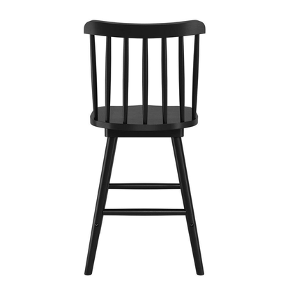 Windsor 24 In. Black Swivel Counter Stools Solid Wood Counter Height Bar Stools 