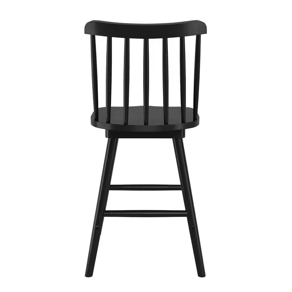 Windsor 24 In. Black Swivel Counter Stools Solid Wood Counter Height Bar Stools 