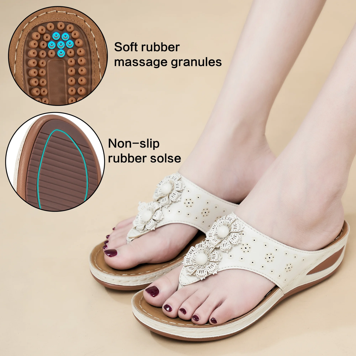 Women Sandals Flip Flops for Women Summer Casual Wedge Sandals Shoes Massage Fun