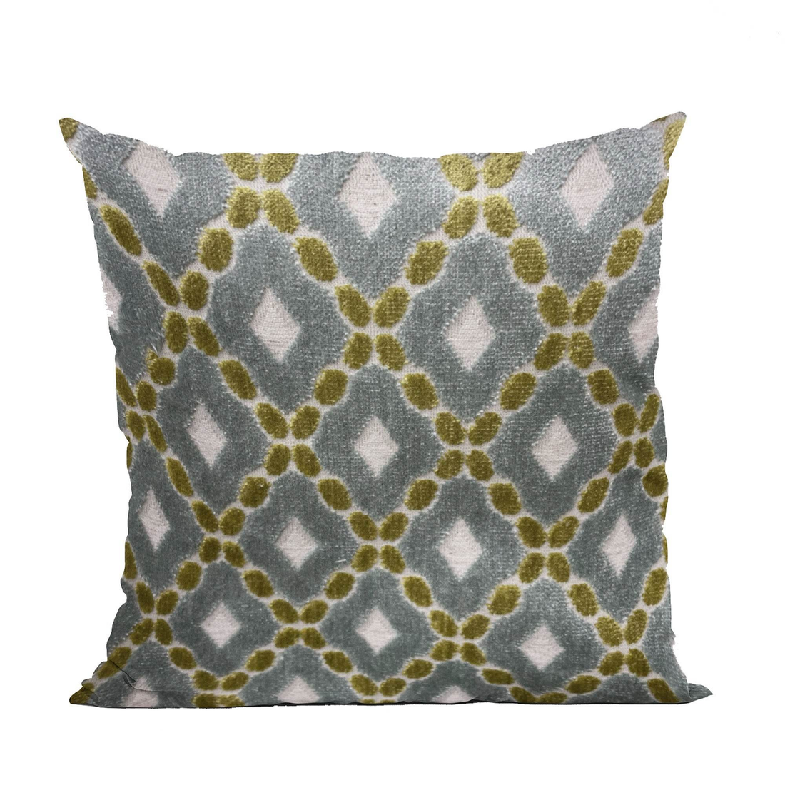 Handmade Luxury Pillow in Plutus Velvet: Majestic Blue, Citrine, Cream