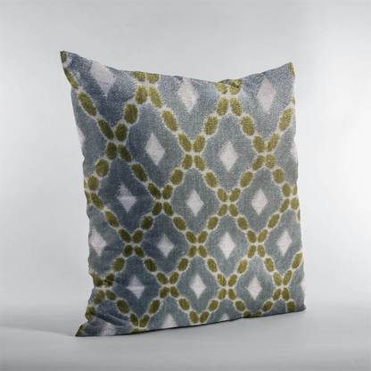 Handmade Luxury Pillow in Plutus Velvet: Majestic Blue, Citrine, Cream