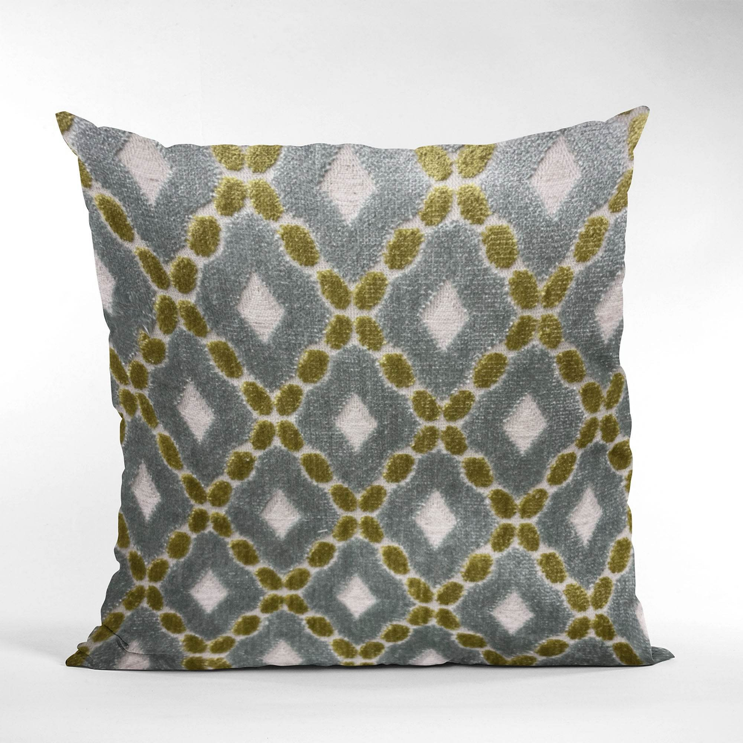 Handmade Luxury Pillow in Plutus Velvet: Majestic Blue, Citrine, Cream