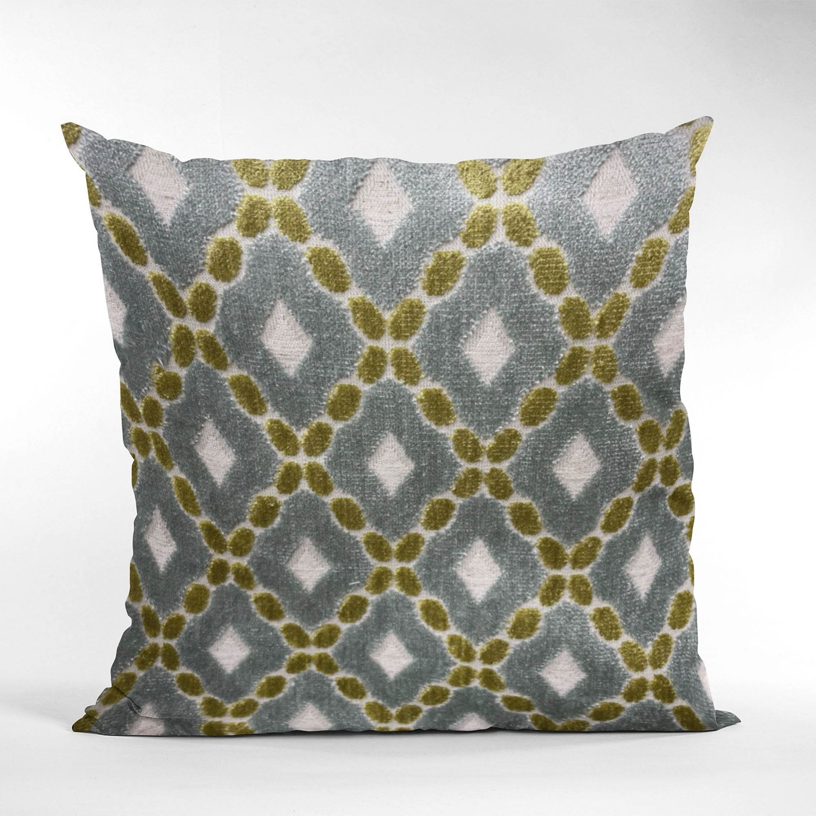 Handmade Luxury Pillow in Plutus Velvet: Majestic Blue, Citrine, Cream