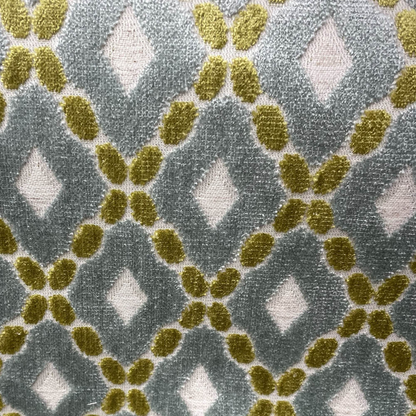Handmade Luxury Pillow in Plutus Velvet: Majestic Blue, Citrine, Cream