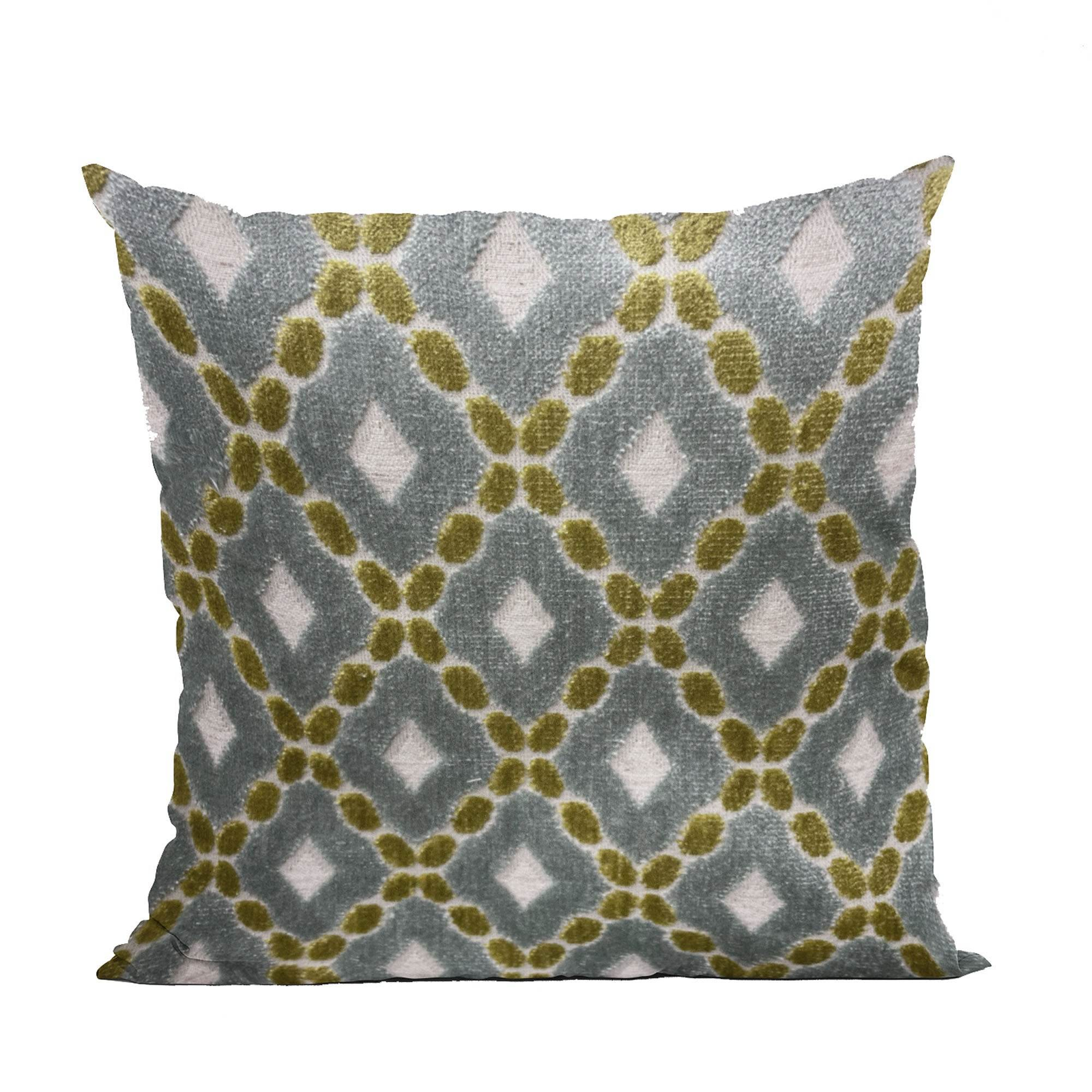 Handmade Luxury Pillow in Plutus Velvet: Majestic Blue, Citrine, Cream