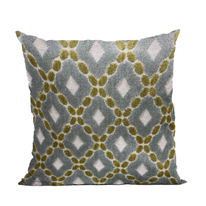 Handmade Luxury Pillow in Plutus Velvet: Majestic Blue, Citrine, Cream