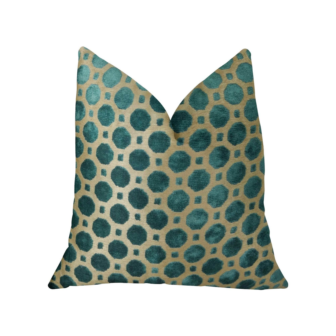 Luxury Handmade Velvet Pillow in Aquamarine, Turquoise, and Taupe