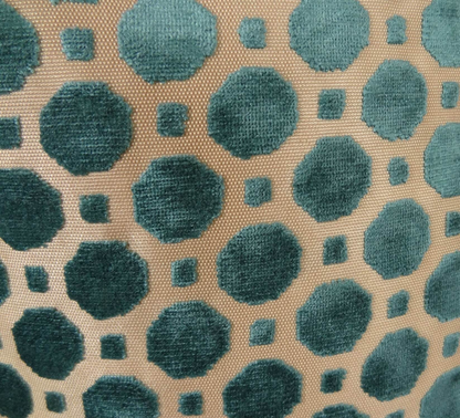 Luxury Handmade Velvet Pillow in Aquamarine, Turquoise, and Taupe