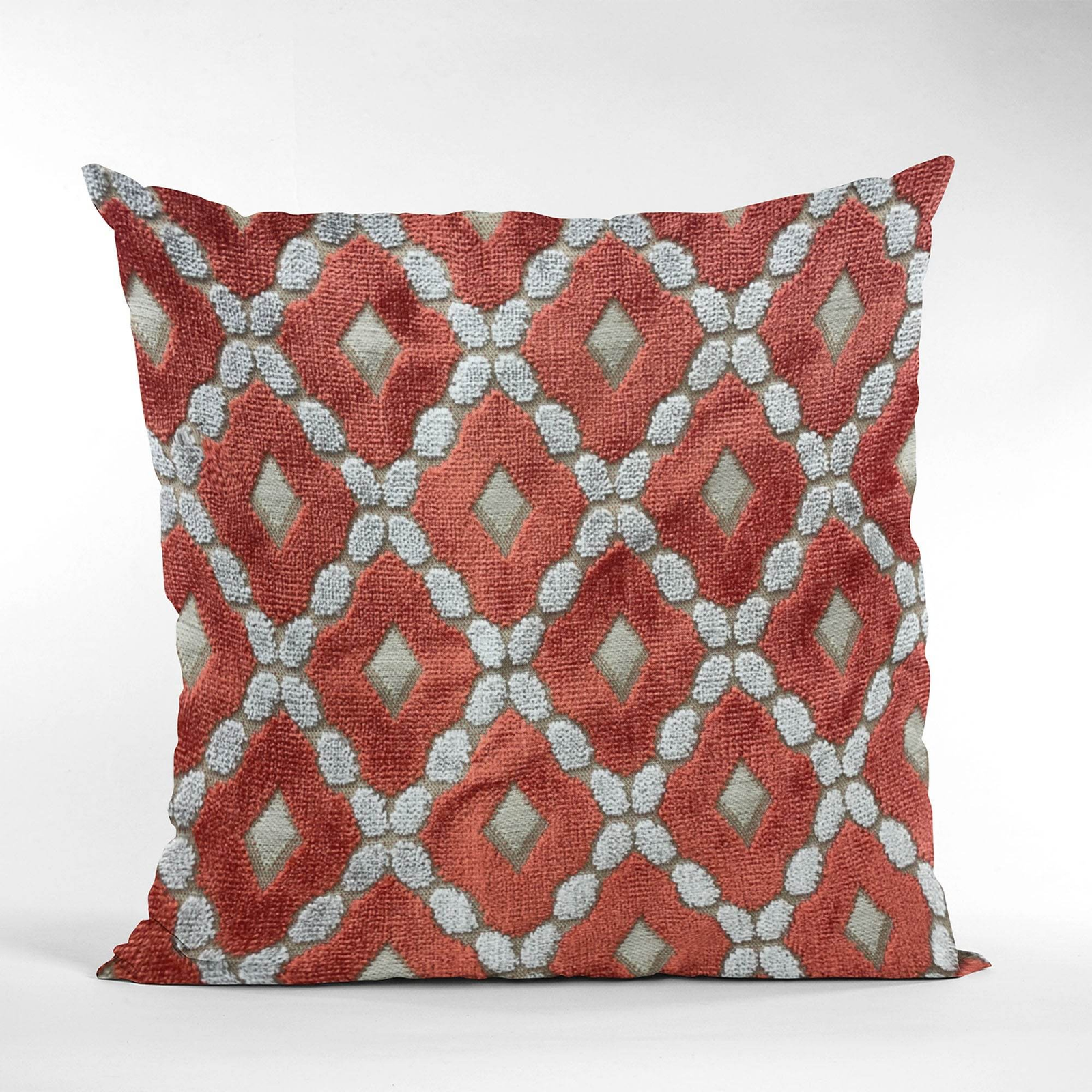 Majestic Red and Gray Handmade Velvet Pillow by Plutus Luxury