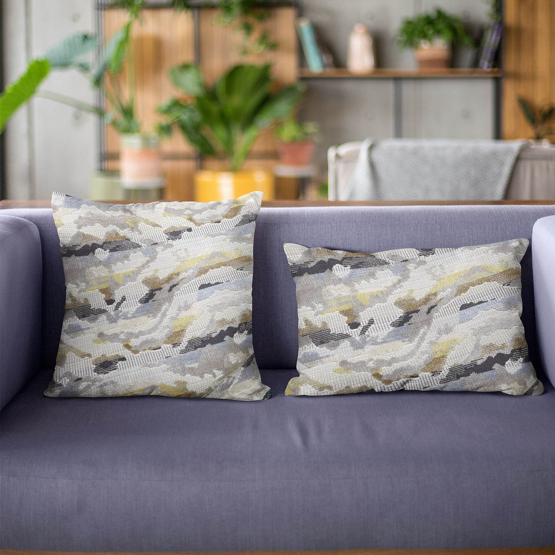 Plutus Luxury Handmade Velvet Pillow in Black, Gray &amp; Citrine Colors