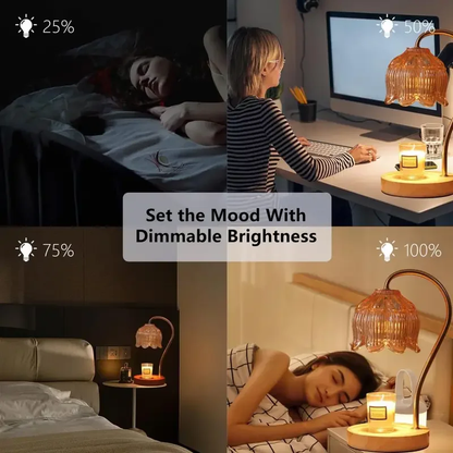 Dimmable Candle Warmer Lamp with Timer and High-Quality Glass Shade