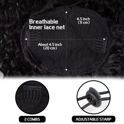 24 Inch Curly Ponytail Extensions Synthetic Deep Wave Drawstring Ponytail for Bl