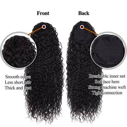 24 Inch Curly Ponytail Extensions Synthetic Deep Wave Drawstring Ponytail for Bl