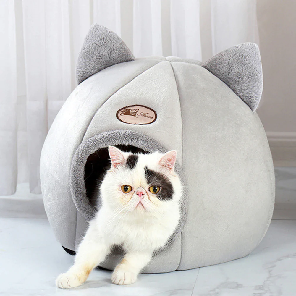 Cozy Winter Cat Bed and Small Dog House Tent for Indoor Pets