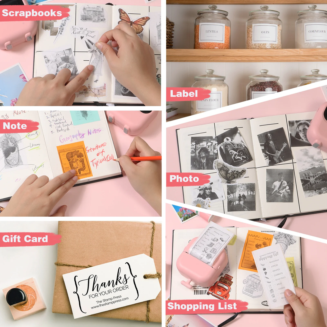 Thermal Mini Printer with Thermal Paper and Stickers, Bluetooth Portable Pocket.