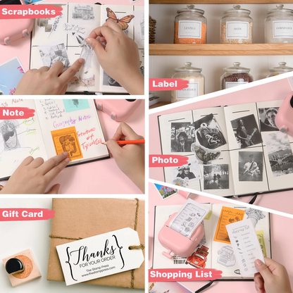 Thermal Mini Printer with Thermal Paper and Stickers, Bluetooth Portable Pocket.