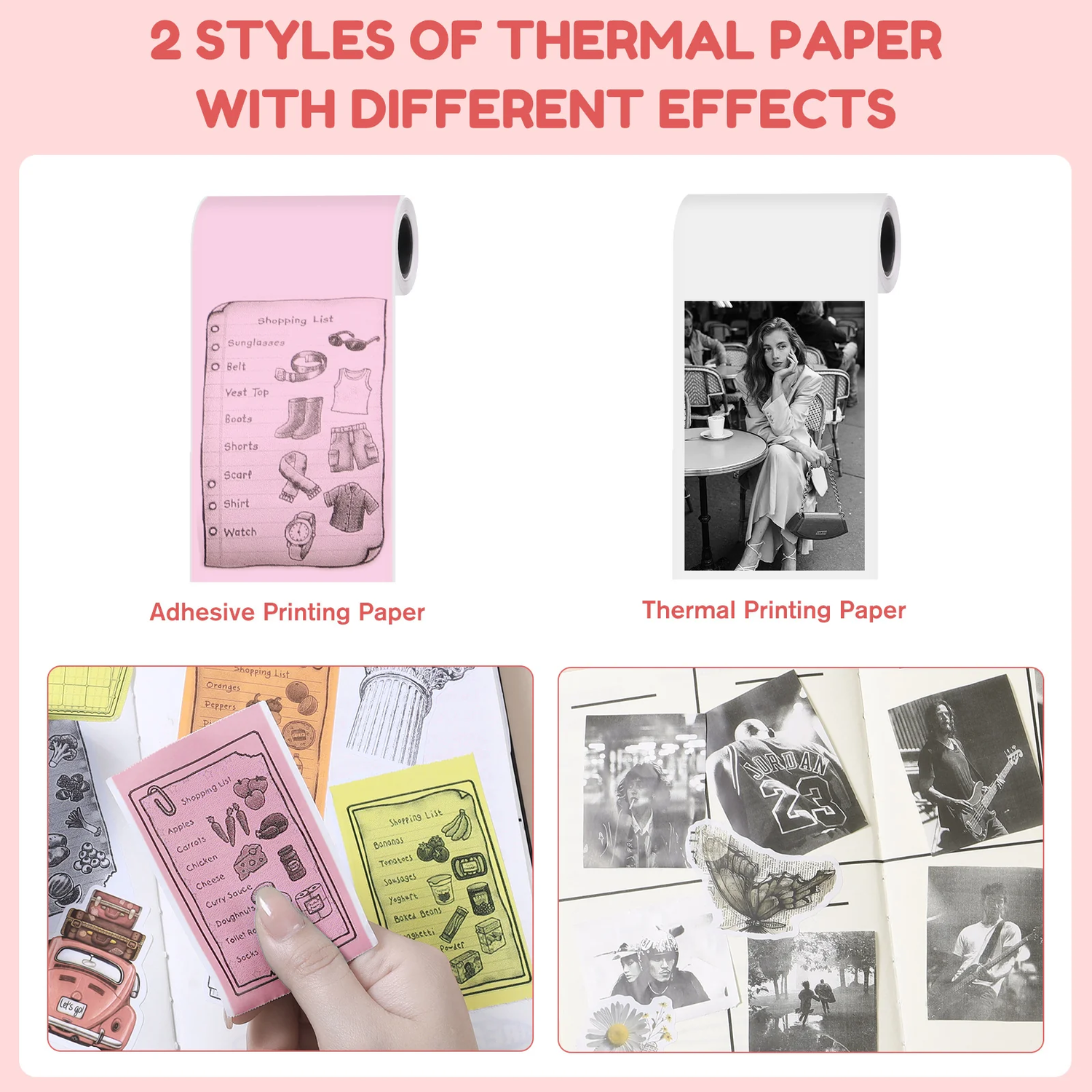Thermal Mini Printer with Thermal Paper and Stickers, Bluetooth Portable Pocket.