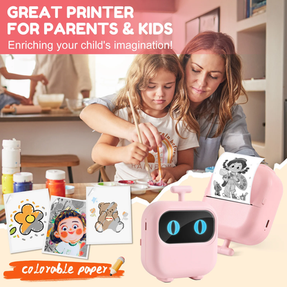 Thermal Mini Printer with Thermal Paper and Stickers, Bluetooth Portable Pocket.