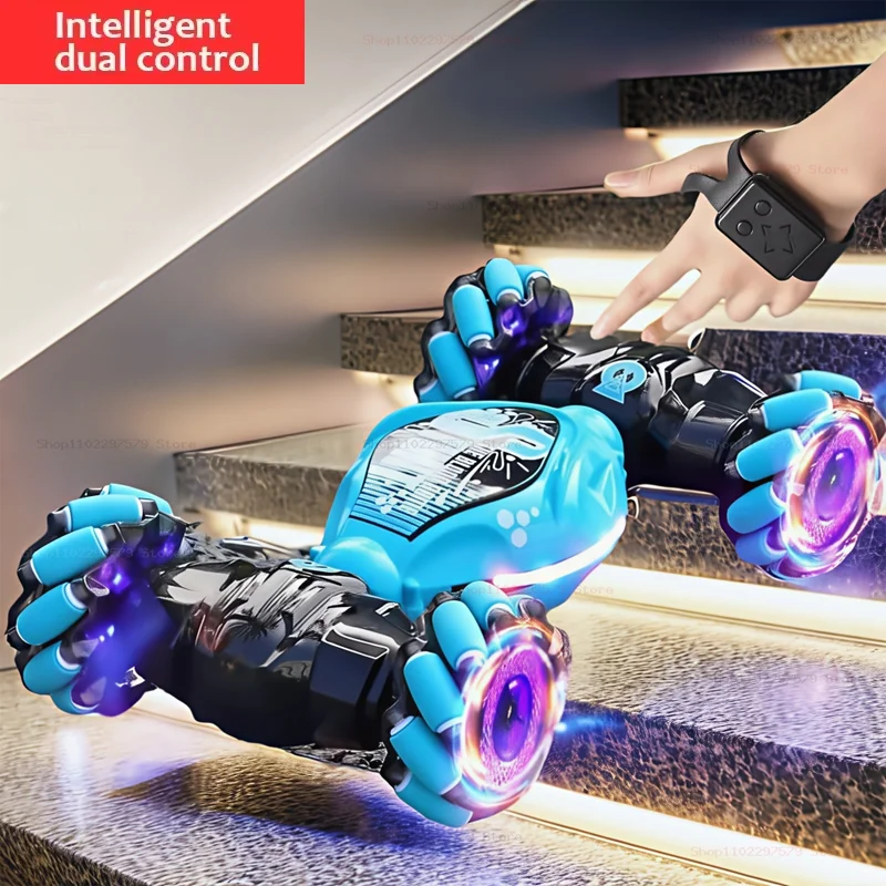 4WD RC Drift Car with LED Lights and Gesture Control - 360° Stunt Car