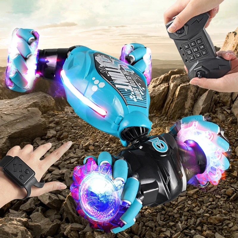 4WD RC Drift Car with LED Lights and Gesture Control - 360° Stunt Car