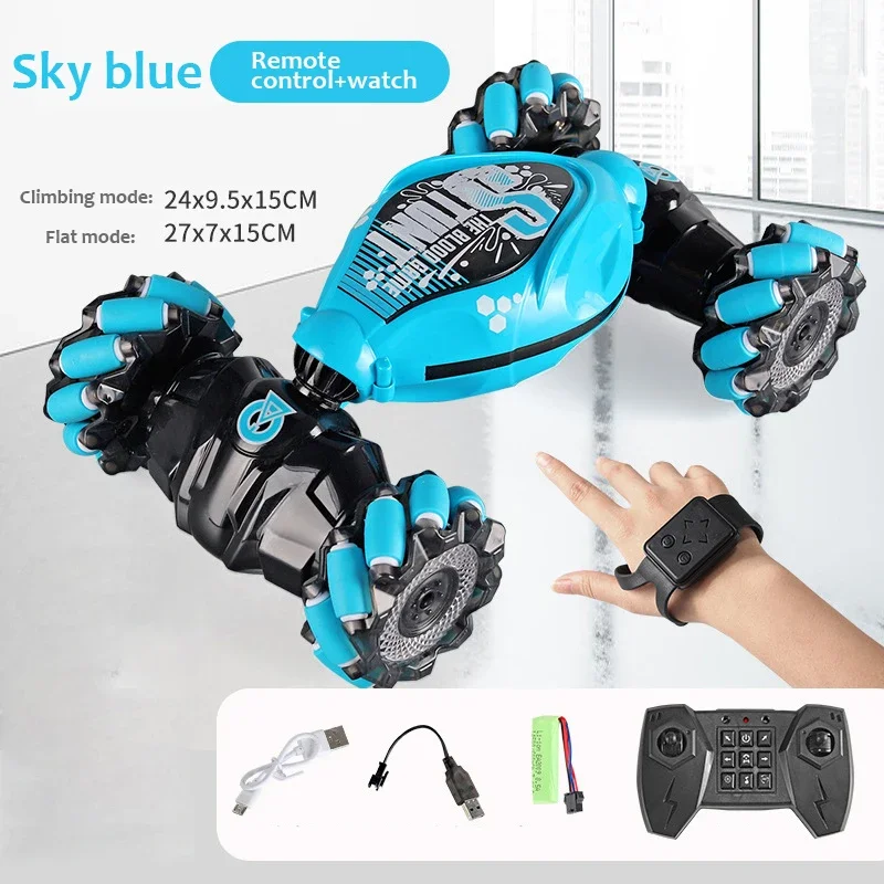 4WD RC Drift Car with LED Lights and Gesture Control - 360° Stunt Car