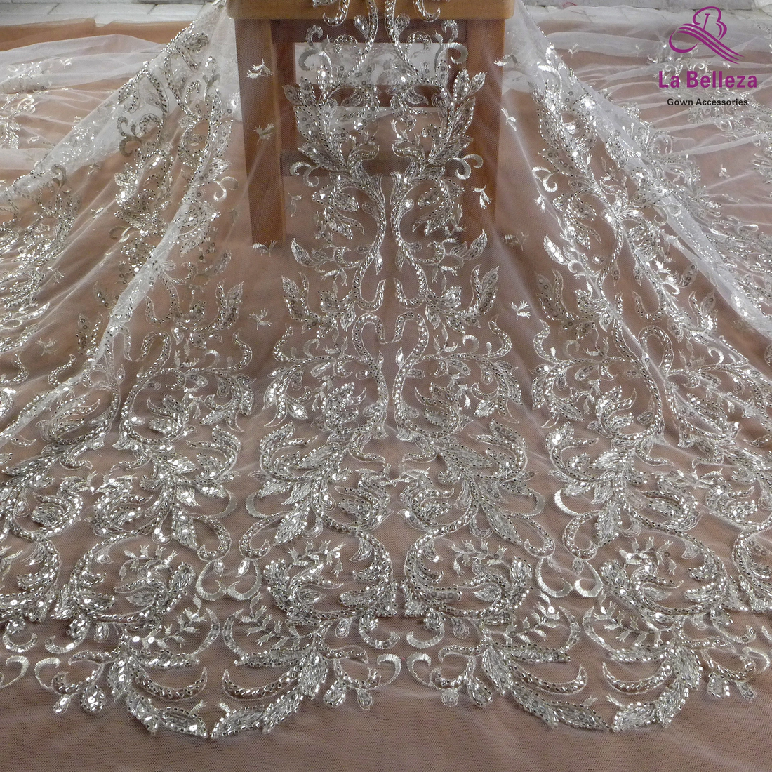 2021 Bridal Lace Fabric with Heavy Beading, 51&
