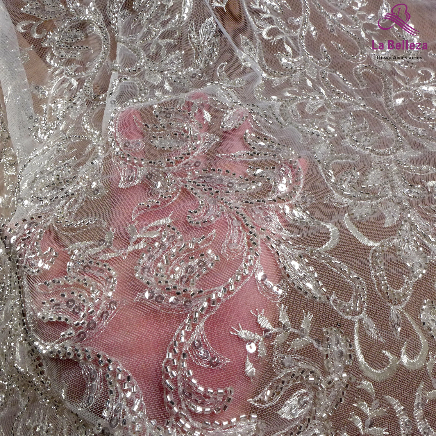 2021 Bridal Lace Fabric with Heavy Beading, 51&