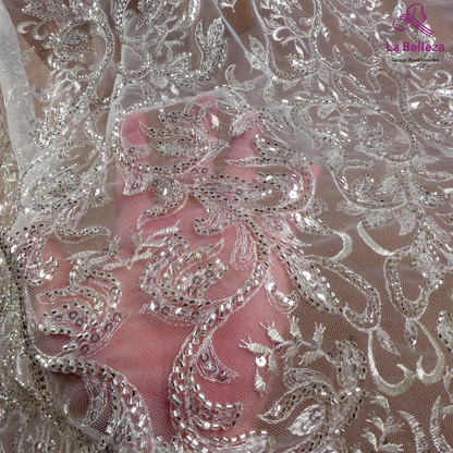 2021 Bridal Lace Fabric with Heavy Beading, 51&