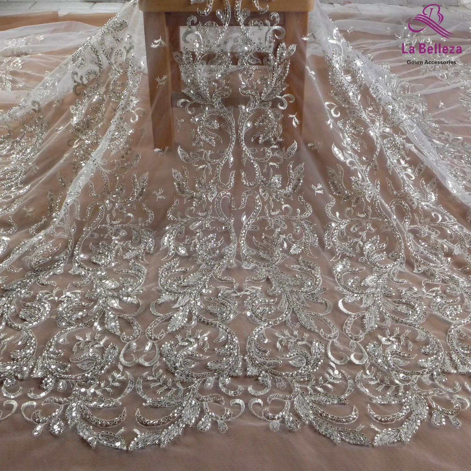 2021 Bridal Lace Fabric with Heavy Beading, 51&