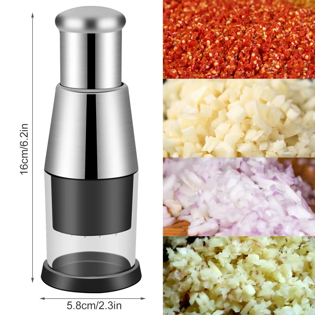 Pressed Garlic Chopper Stainless Steel Manual Garlic Masher Handheld Push Type G
